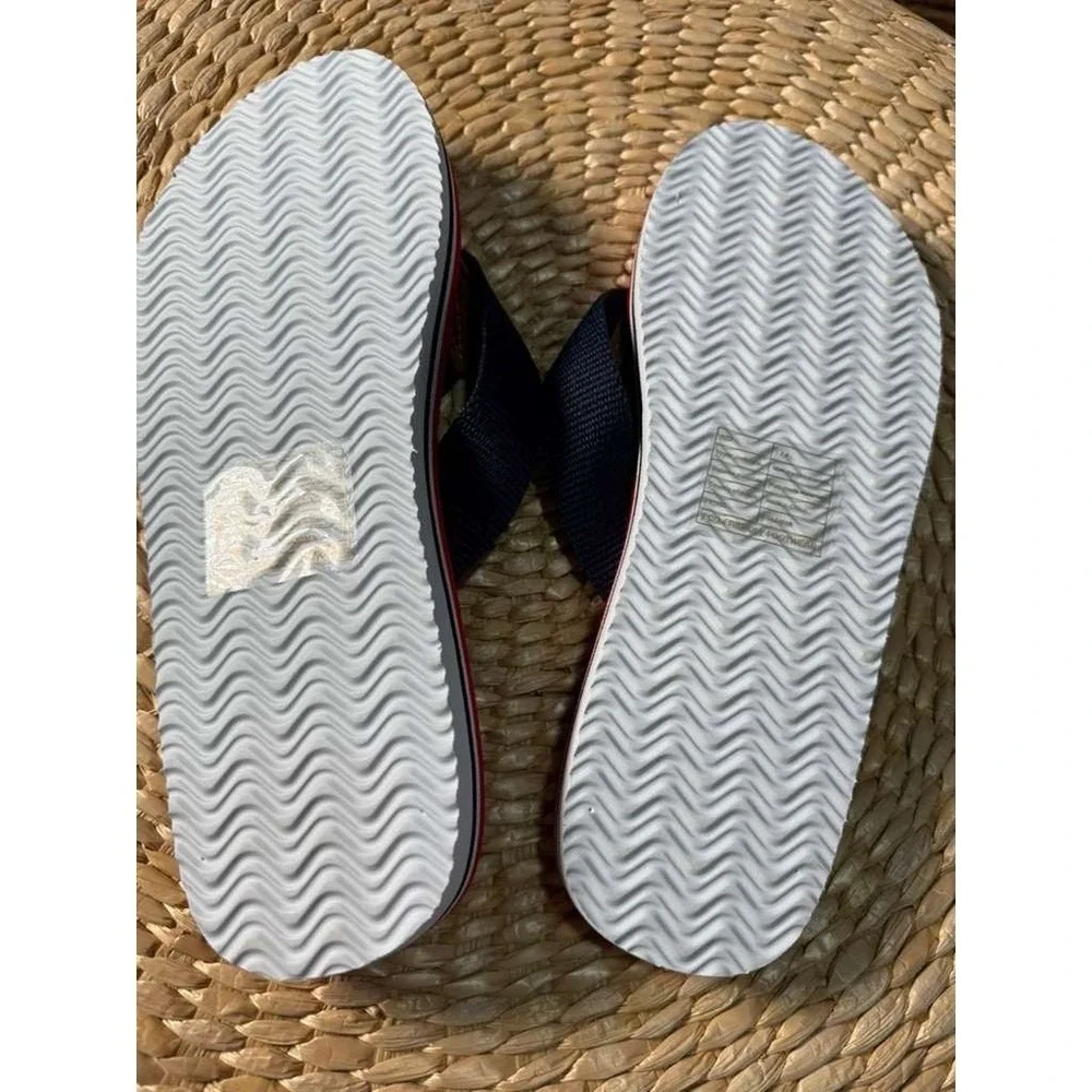 US Polo Assn Womens Striped Flip Flops Red White Blue Nautical Sandals NEW 7-8